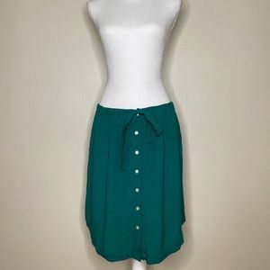 Loft Green Skirt With Front Button Accents